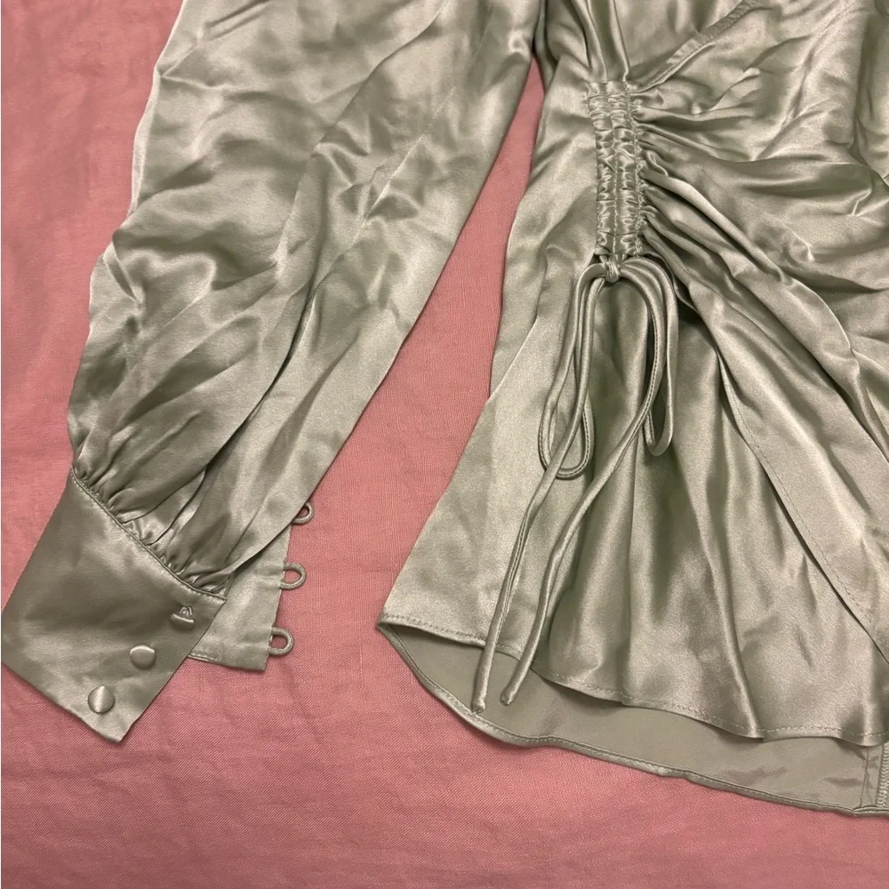 Cinq a Sept Light Green Satin Top - Picture 3 of 3
